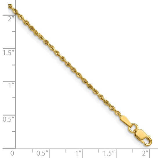 14KT Yellow gold 20inch 1.5mm Diamond-cut Rope with Lobster Clasp Chain