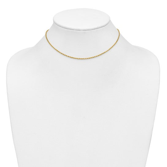 14KT Yellow Gold 14 inch 1.5mm Diamond-cut Rope with Lobster Clasp Chain