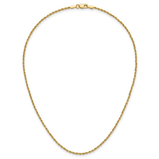 14KT Yellow Gold 14 inch 1.5mm Diamond-cut Rope with Lobster Clasp Chain