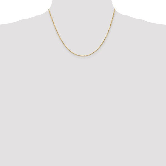 14KT Yellow Gold 18 inch 1.5mm Diamond-cut Rope with Lobster Clasp Chain