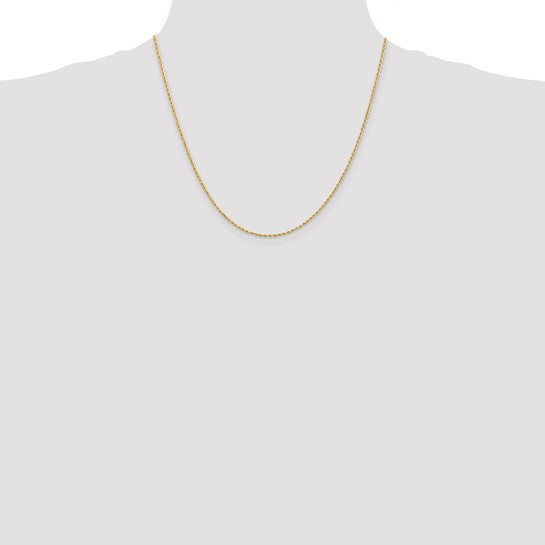 14KT Yellow gold 20inch 1.5mm Diamond-cut Rope with Lobster Clasp Chain