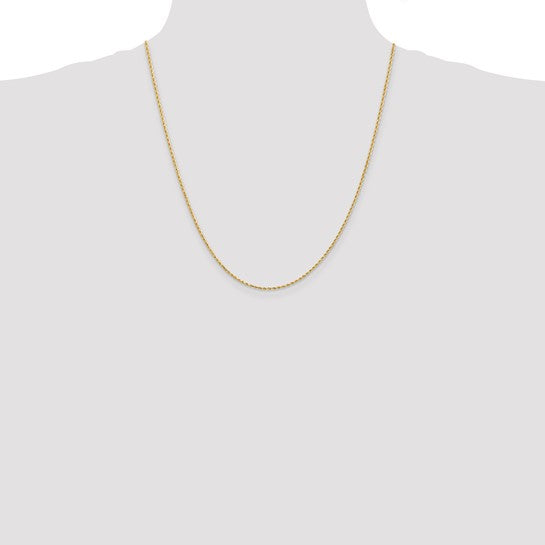 14KT Yellow Gold 16 inch 1.5mm Diamond-cut Rope with Lobster Clasp Chain