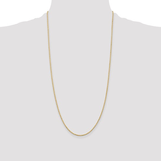 14KT Yellow gold 28 inch 1.5mm Diamond-cut Rope with Lobster Clasp Chain