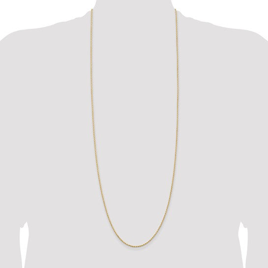 14KT Yellow Gold 36 inch 1.5mm Diamond-cut Rope with Lobster Clasp Chain