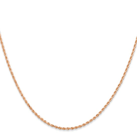 14KT Rose Gold 14 inch 1.5mm Diamond-cut Rope with Lobster Clasp Chain