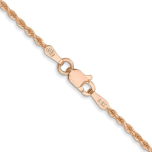 14KT Rose Gold 24 inch 1.5mm Diamond-cut Rope with Lobster Clasp Chain