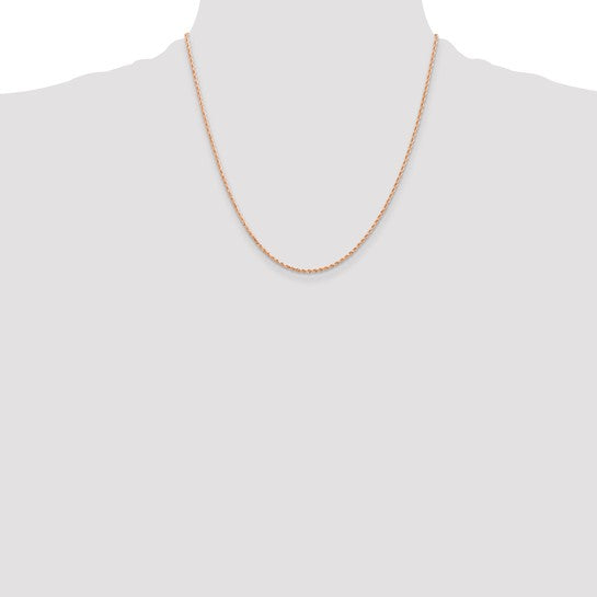 14KT Rose Gold 20 inch 1.5mm Diamond-cut Rope with Lobster Clasp Chain