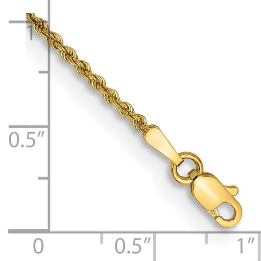 14KT Yellow Gold 9 inch 1.5mm Regular Rope with Lobster Clasp Anklet
