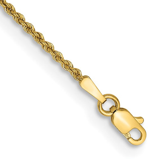 14KT Yellow Gold 9 inch 1.5mm Regular Rope with Lobster Clasp Anklet