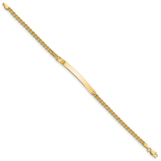 14kt Yellow Gold Polished Solid Chain/Solid Plate Two-Strand Rope 41x5mm Plate 7 inch ID Bracelet
