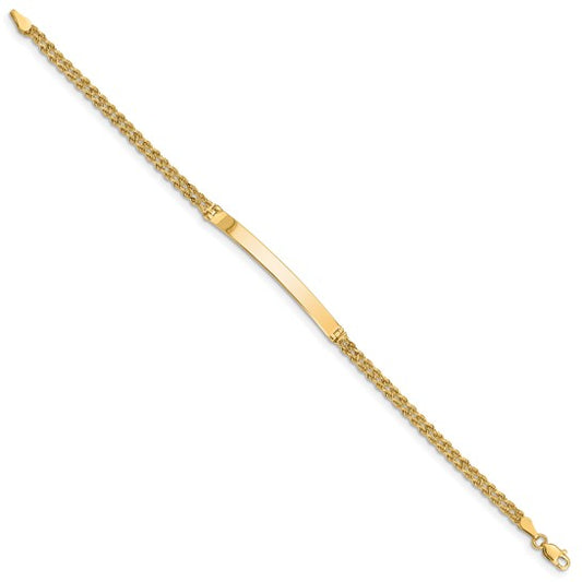 14kt Yellow Gold Polished Solid Chain/Solid Plate Two-Strand Rope 41x5mm Plate 7 inch ID Bracelet