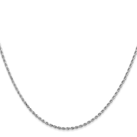 14KT White Gold 16 inch 1.5mm Diamond-cut Rope with Lobster Clasp Chain