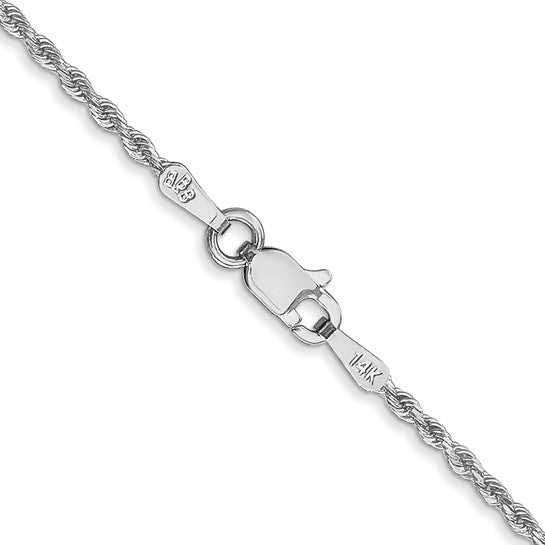 14KT White Gold 16 inch 1.5mm Diamond-cut Rope with Lobster Clasp Chain