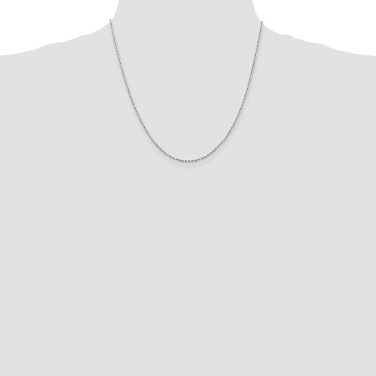 14KT White Gold 20 inch 1.5mm Diamond-cut Rope with Lobster Clasp Chain
