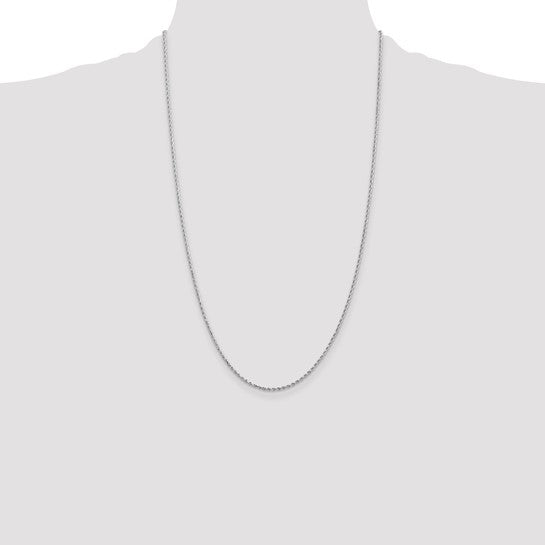 14KT White Gold 26 inch 1.5mm Diamond-cut Rope with Lobster Clasp Chain