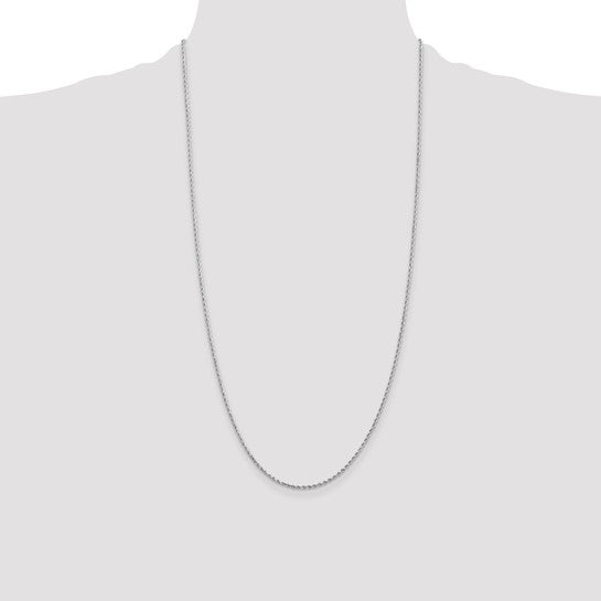 14KT White Gold 28 inch 1.5mm Diamond-cut Rope with Lobster Clasp Chain