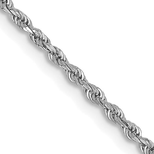 14KT White Gold 14 inch 1.5mm Diamond-cut Rope with Lobster Clasp Chain