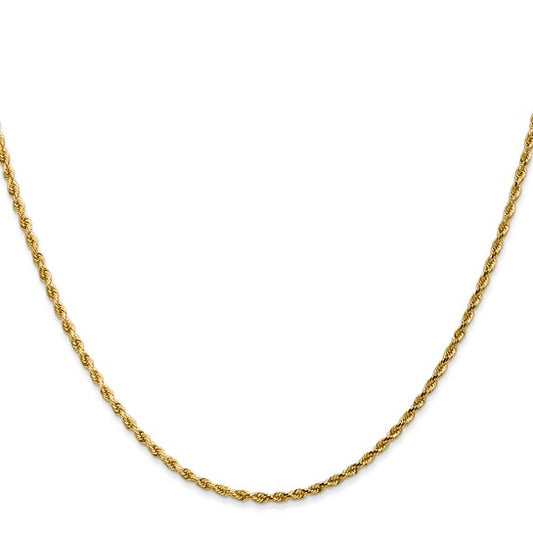 14KT Yellow Gold 22 inch 1.75mm Diamond-cut Rope with Lobster Clasp Chain