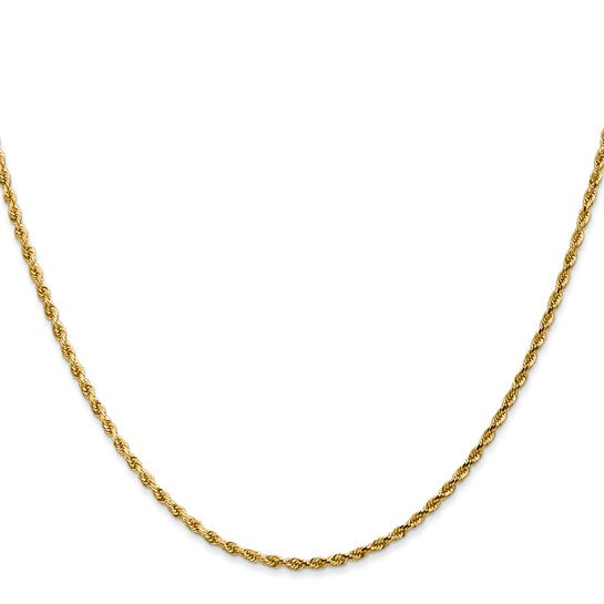 14KT Yellow Gold 24 inch 1.75mm Diamond-cut Rope with Lobster Clasp Chain