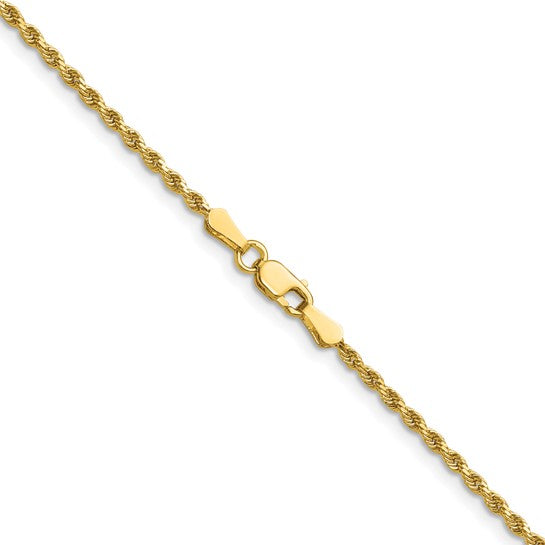 14KT Yellow Gold 20 inch 1.75mm Diamond-cut Rope with Lobster Clasp Chain