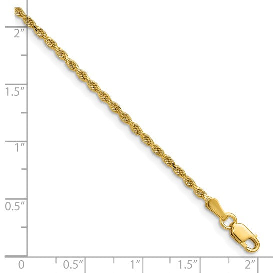 14KT Yellow Gold 30 inch 1.75mm Diamond-cut Rope with Lobster Clasp Chain