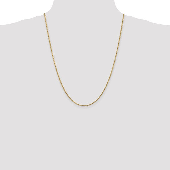 14KT Yellow Gold 24 inch 1.75mm Diamond-cut Rope with Lobster Clasp Chain
