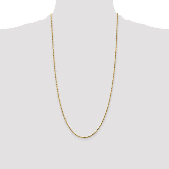 14kt yellow Gold 28 inch 1.75mm Diamond-cut Rope with Lobster Clasp Chain