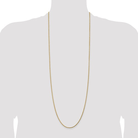 14KT Yellow Gold 36 inch 1.75mm Diamond-cut Rope with Lobster Clasp Chain