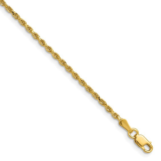 14KT Yellow Gold 24 inch 1.75mm Diamond-cut Rope with Lobster Clasp Chain