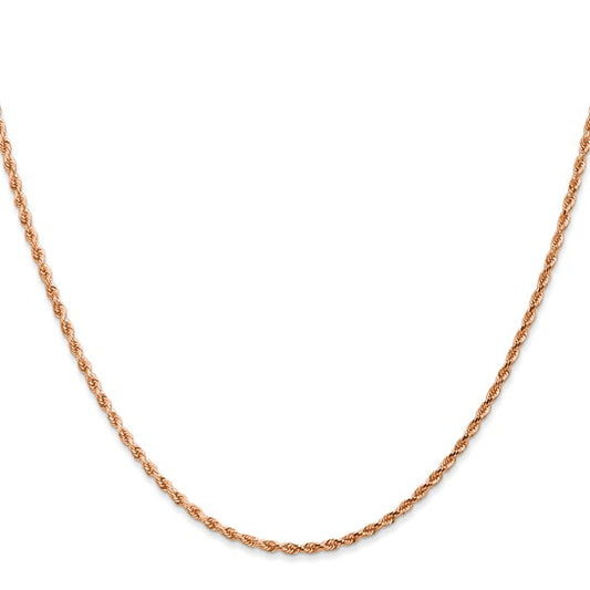 14KT Rose Gold 18 inch 1.75mm Diamond-cut Rope with Lobster Clasp Chain
