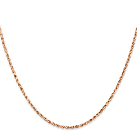 14KT Rose Gold 24 inch 1.75mm Diamond-cut Rope with Lobster Clasp Chain