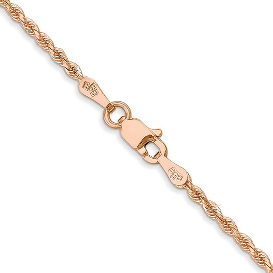 14KT Rose Gold 30 inch 1.75mm Diamond-cut Rope with Lobster Clasp Chain