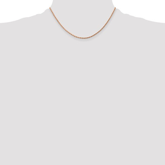 14KT Rose Gold 16 inch 1.75mm Diamond-cut Rope with Lobster Clasp Chain
