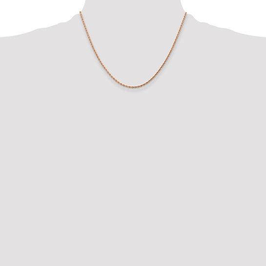 14KT Rose Gold 18 inch 1.75mm Diamond-cut Rope with Lobster Clasp Chain