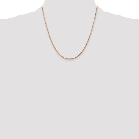 14KT Rose Gold 20 inch 1.75mm Diamond-cut Rope with Lobster Clasp Chain