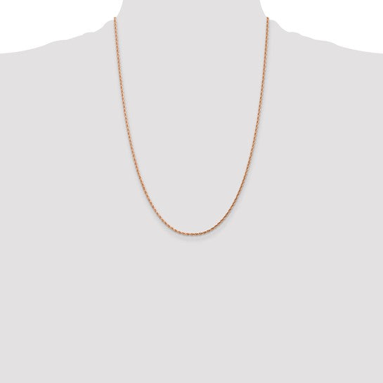 14KT Rose Gold 24 inch 1.75mm Diamond-cut Rope with Lobster Clasp Chain