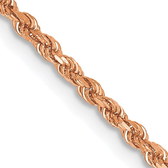 14KT Rose Gold 16 inch 1.75mm Diamond-cut Rope with Lobster Clasp Chain