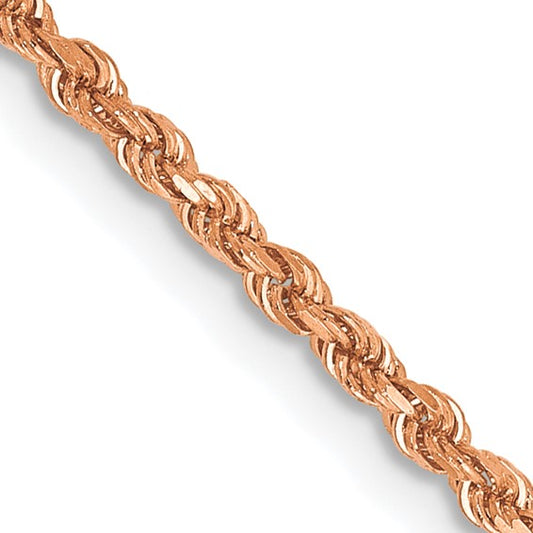 14KT Rose Gold 18 inch 1.75mm Diamond-cut Rope with Lobster Clasp Chain