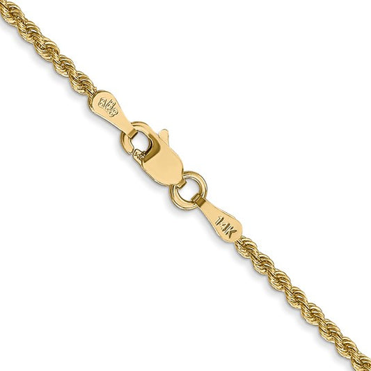 14KT Yellow Gold 22 inch 2mm Regular Rope with Lobster Clasp Chain