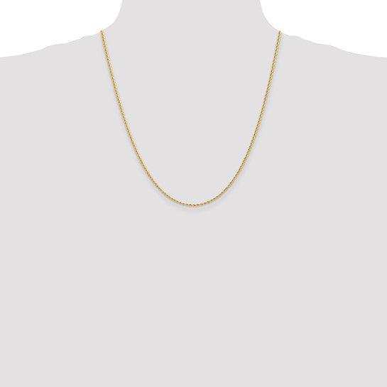 14KT Yellow Gold 22 inch 2mm Regular Rope with Lobster Clasp Chain
