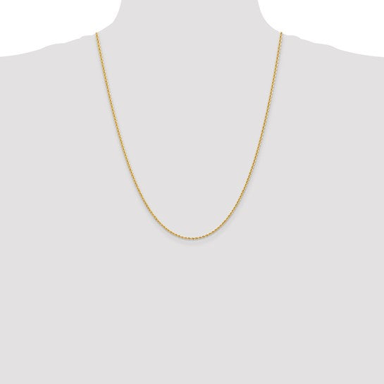 14KT Yellow Gold 24 inch 2mm Regular Rope with Lobster Clasp Chain