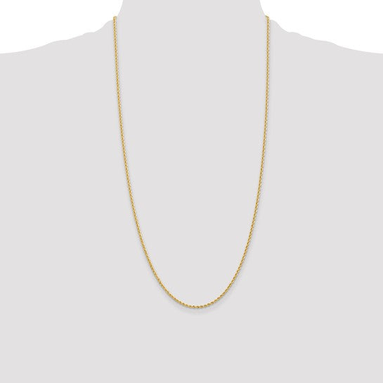 14kt Yellow Gold 28 inch 2mm Regular Rope with Lobster Clasp Chain