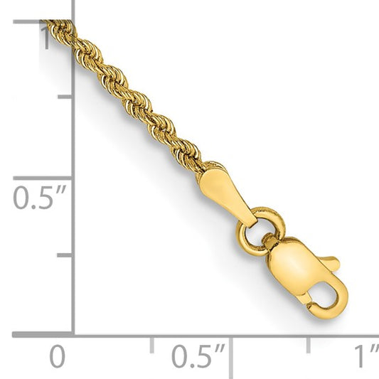 14Kt Yellow Gold 10 inch 2mm Regular Rope with Lobster Clasp Anklet