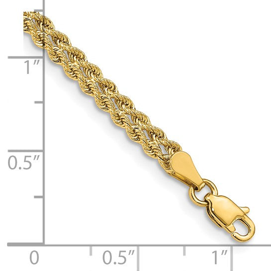 14kt Yellow Gold 3.75mm Double Strand Rope Bracelet