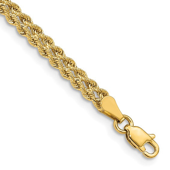 14kt Yellow Gold 3.75mm Double Strand Rope Bracelet