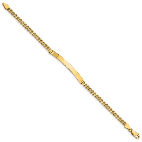14kt Yellow Gold Polished Solid Chain/Solid Plate Two-Strand Rope 41x5mm Plate 7 inch ID Bracelet