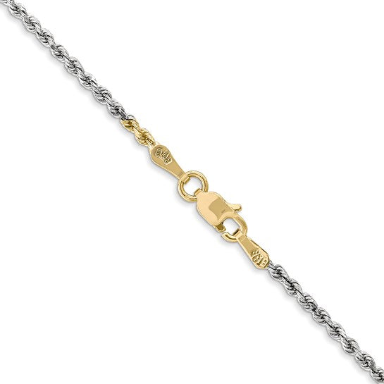 14KT Tri-colored 16 inch 1.75mm Diamond-cut Rope with Lobster Clasp Chain