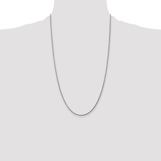 14KT White Gold 26 inch 1.75mm Diamond-cut Rope with Lobster Clasp Chain