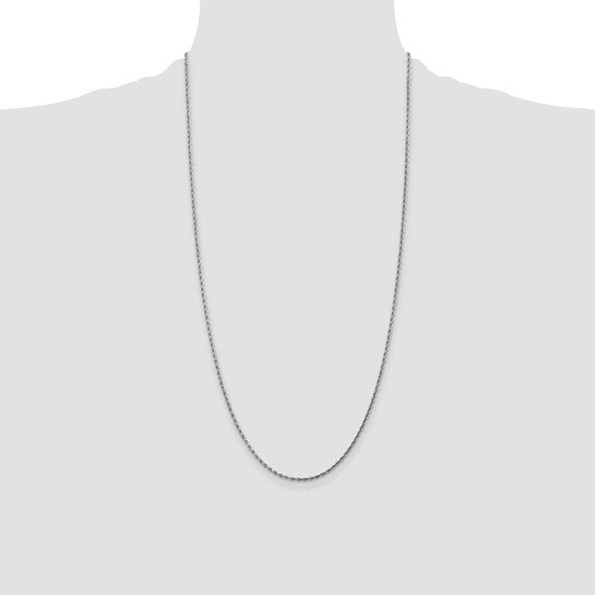 14KT White Gold 28 inch 1.75mm Diamond-cut Rope with Lobster Clasp Chain