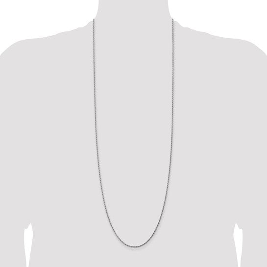 14KT White Gold 36 inch 1.75mm Diamond-cut Rope with Lobster Clasp Chain